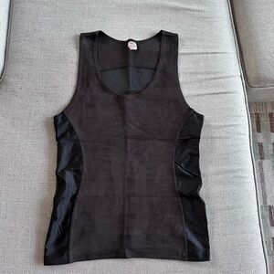 Rufskin Faux Leather and Mesh Black Tank Top Style Void